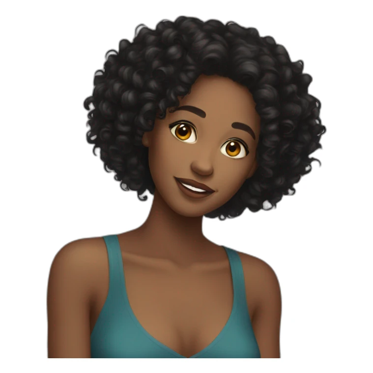 Beautiful teenage black woman with long black curls sticker