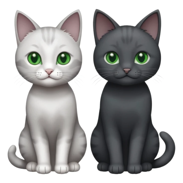 2 different coloured small cats including a dark grey and white and a completely solid dark grey with green eyes and only white paws sticker