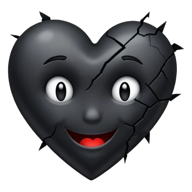 A combination of a broken heart and a smile and a black heart and regret. sticker