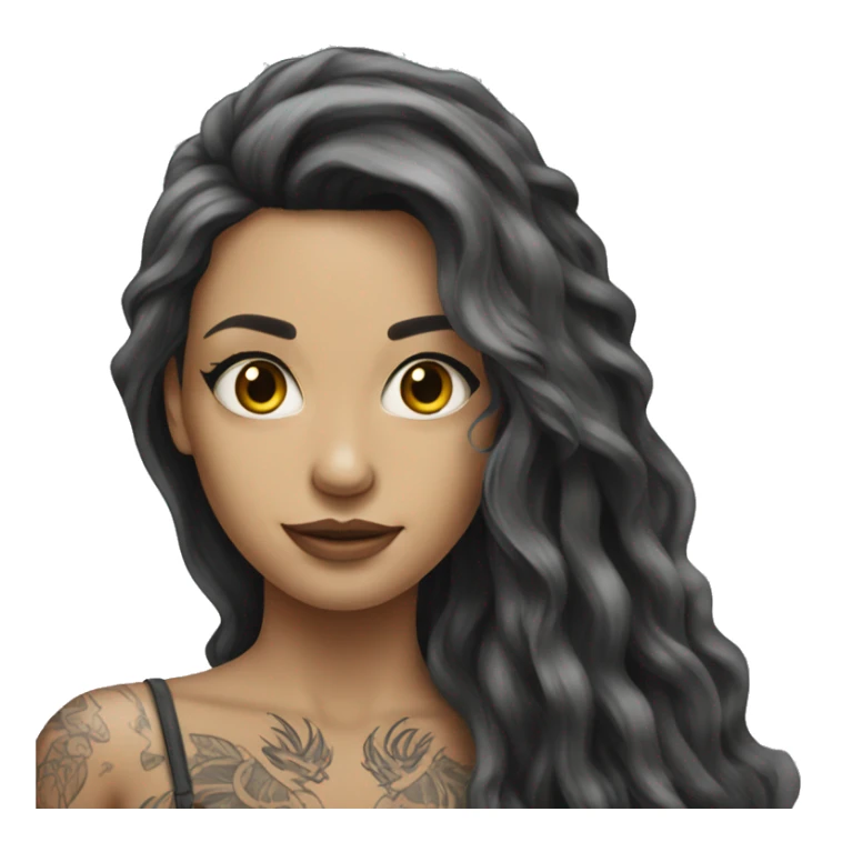 tattooed woman very attractive long hair sticker