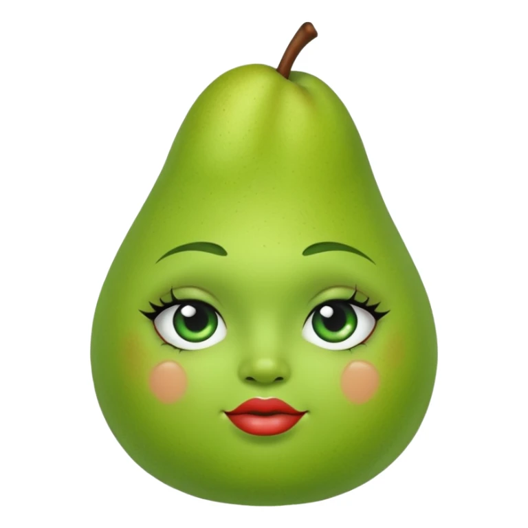 Green pear with face and makeup and face piercings sticker