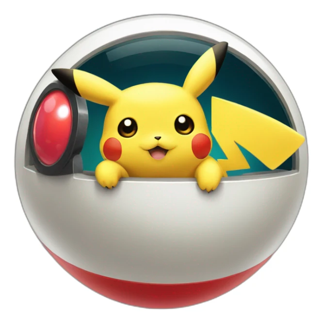 pikachu looking out from inside of the pokeball sticker