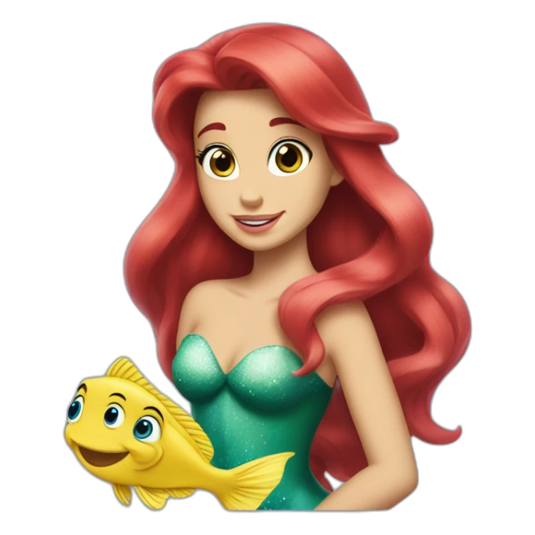 Ariel with flounder the little mermaid sticker