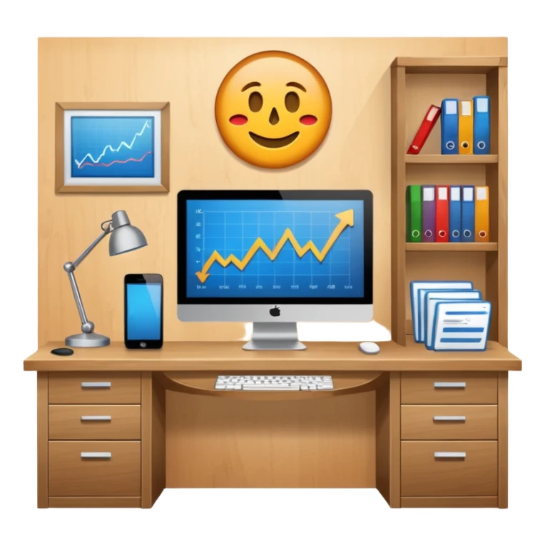 Mach mir einen schreibtisch mit einem bildschirm drauf wo mann einen Crypto chart sieht sticker