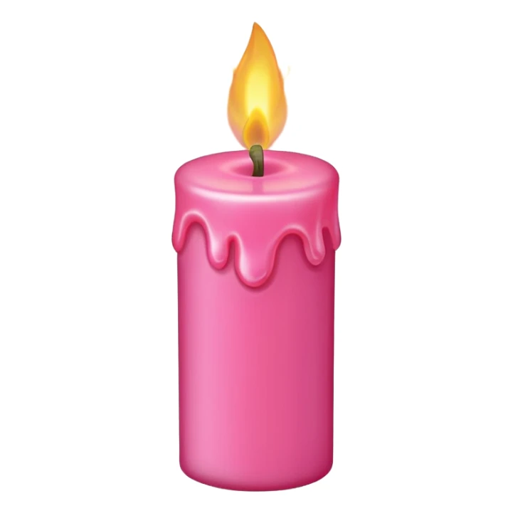 Draw a pink candle with a flame on it at an angle of 15 degrees from the horizontal. sticker