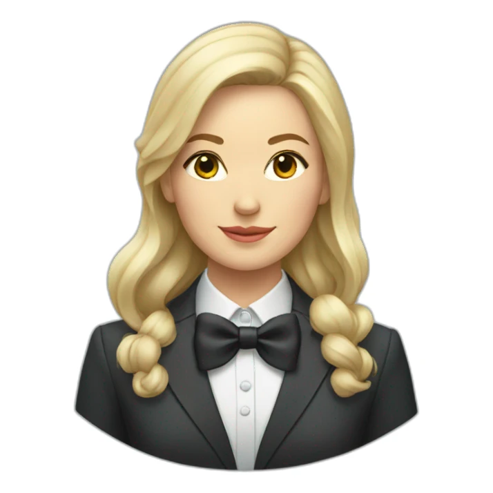 Russian Woman wearing suit with bow tie sticker