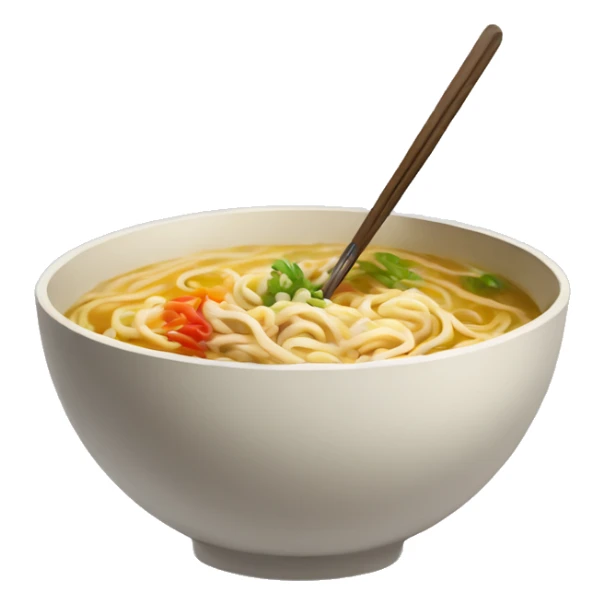 a ramen bowl with paint brush chpsticks sticker