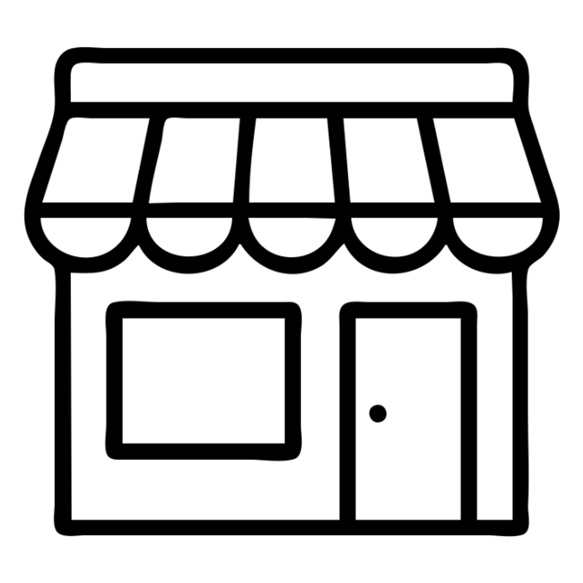 outlined icon of a convenience store, no fill, clean lines sticker