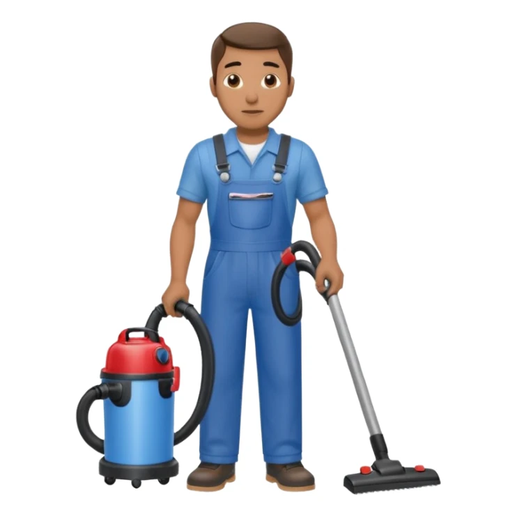 técnico de limpieza hombre sujetando una aspiradora de agua sticker