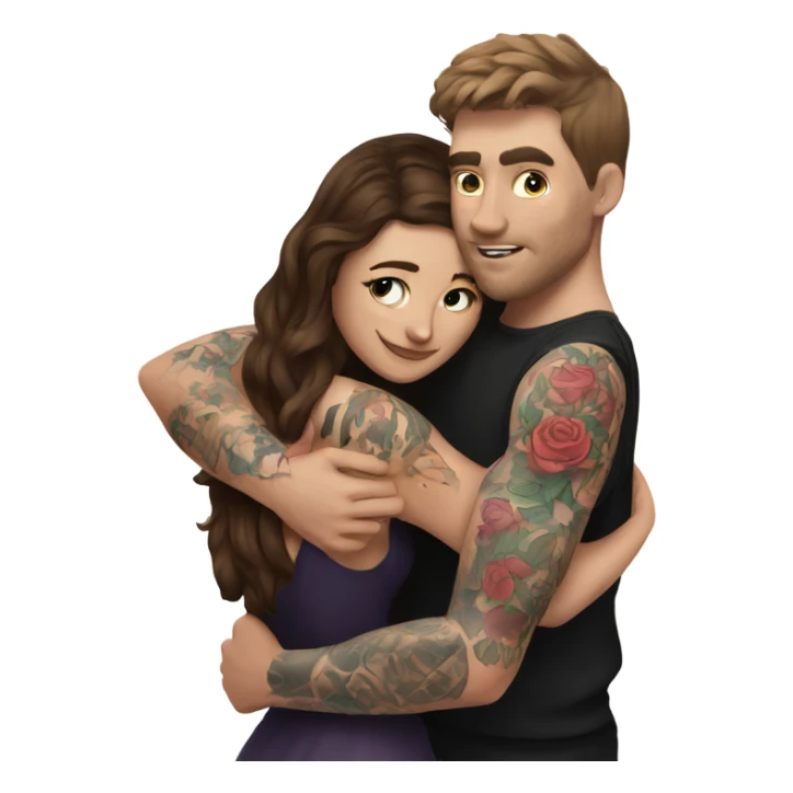 mr beast with tattoos hugging brunette girl sticker