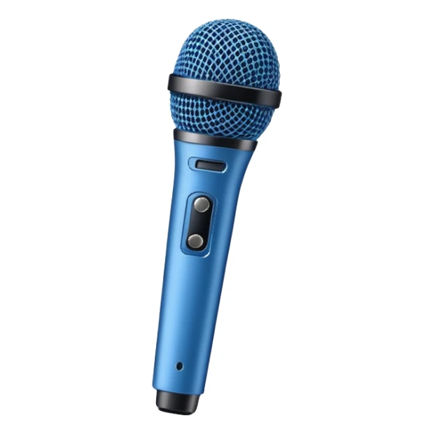 A blue microphone with no details or buttons. Minimalist design, focusing on the simple, clean shape of the microphoneils sticker