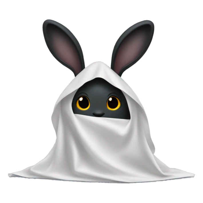 black rabbit under a white sheet like a ghost with ears sticking out sticker