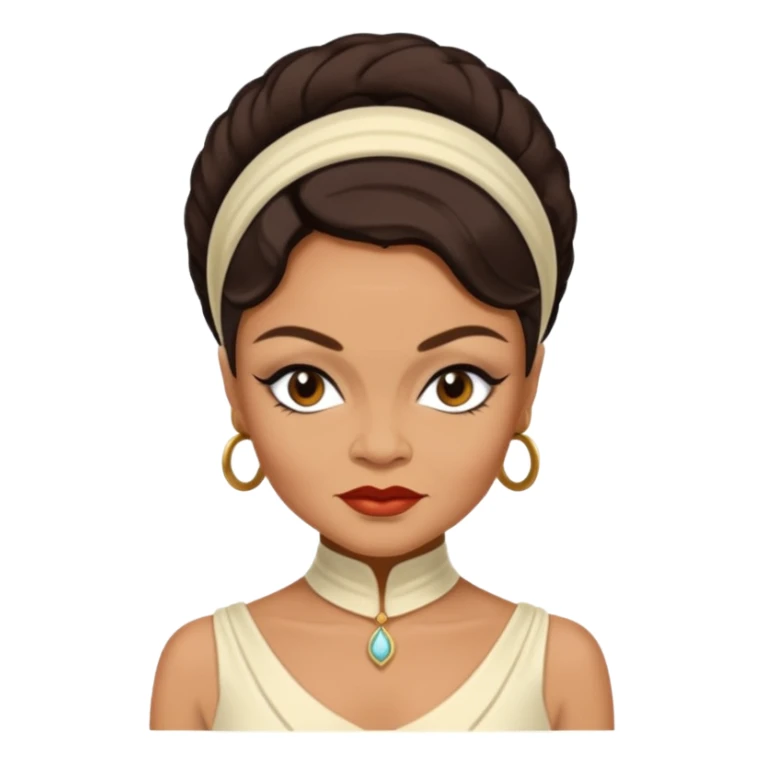 Eartha Kitt with dark brown hair, ivory outfit sticker