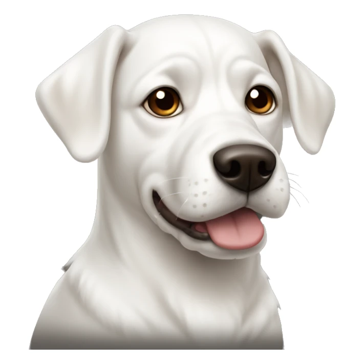 White dog with brown spot on eye, add black to left ear sticker