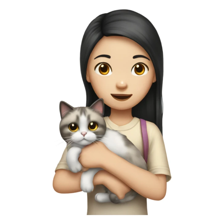 Chinese girl hand a Ragdoll cat  sticker
