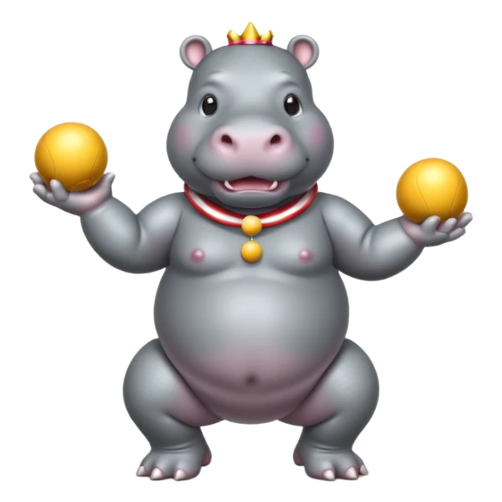 a Circus cute hippo juggling two metal ball sticker