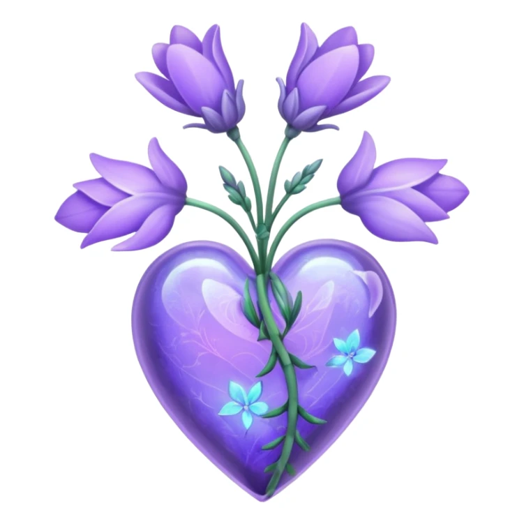 create a holographic lavender plant that wraps around a lavender colored heart sticker