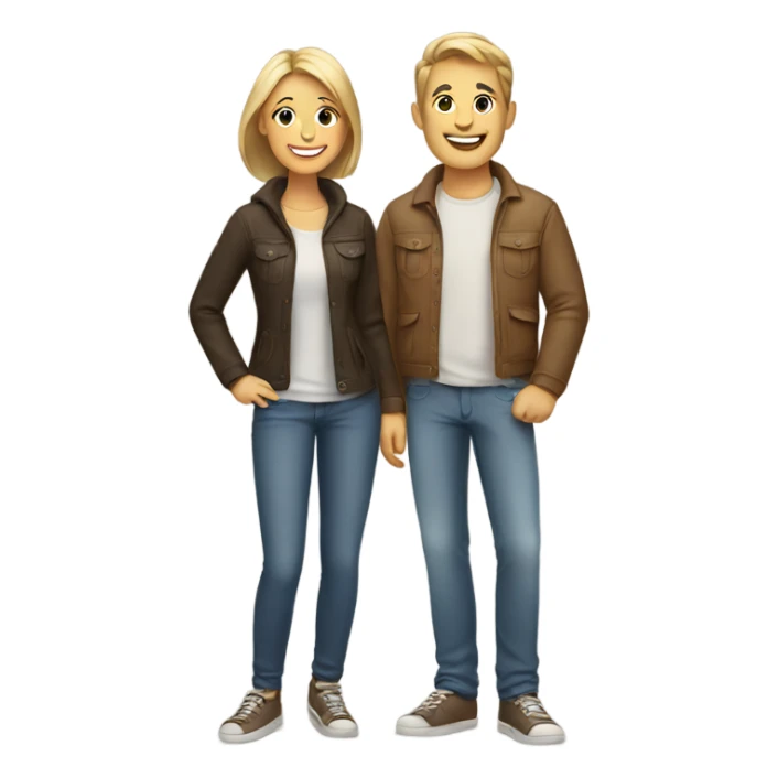 smiling couple in casual attire sticker