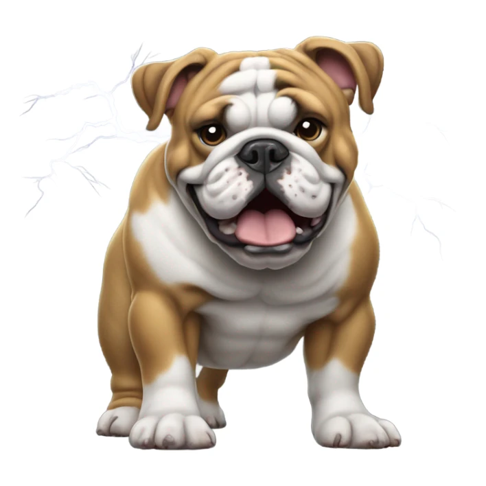 English bulldog shooting lightening from its paw sticker