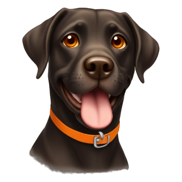 dark brown labradour with tongue out and orange eyes happy sticker