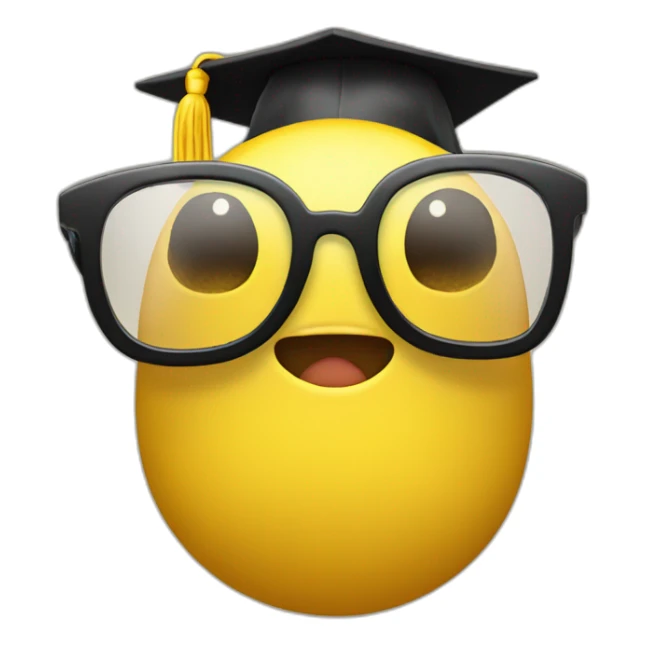yellow-emoji-head-with-glasses-and-with-mortarboard-on-its-head sticker