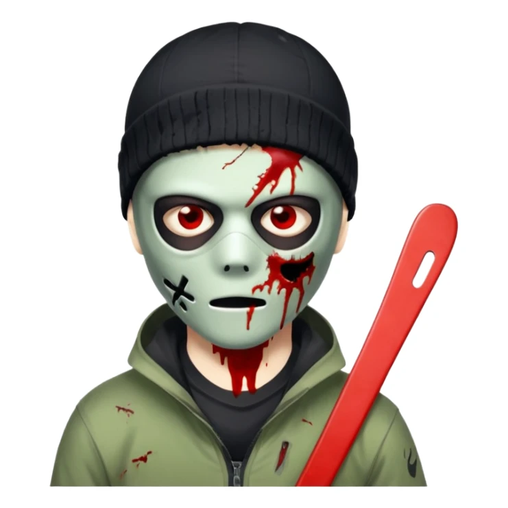 make a, zombie, boy, blackhair with a ski mask pull from nike ou syna sticker