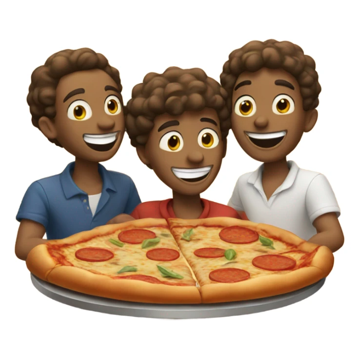Three lads eating pizza downtown Manhattan. Before hitting the outdoor bar and dance.  sticker