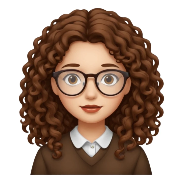 Rapariga, com óculos, cabelo castanho, aos caracóis, comprido sticker