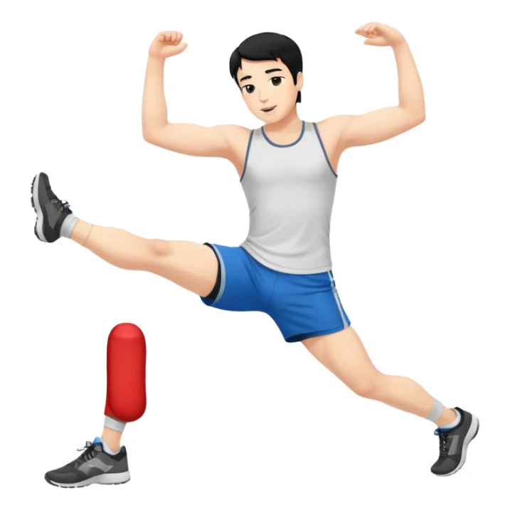 Hombre blanco pelinegro haciendo estiramientos de piernas sticker