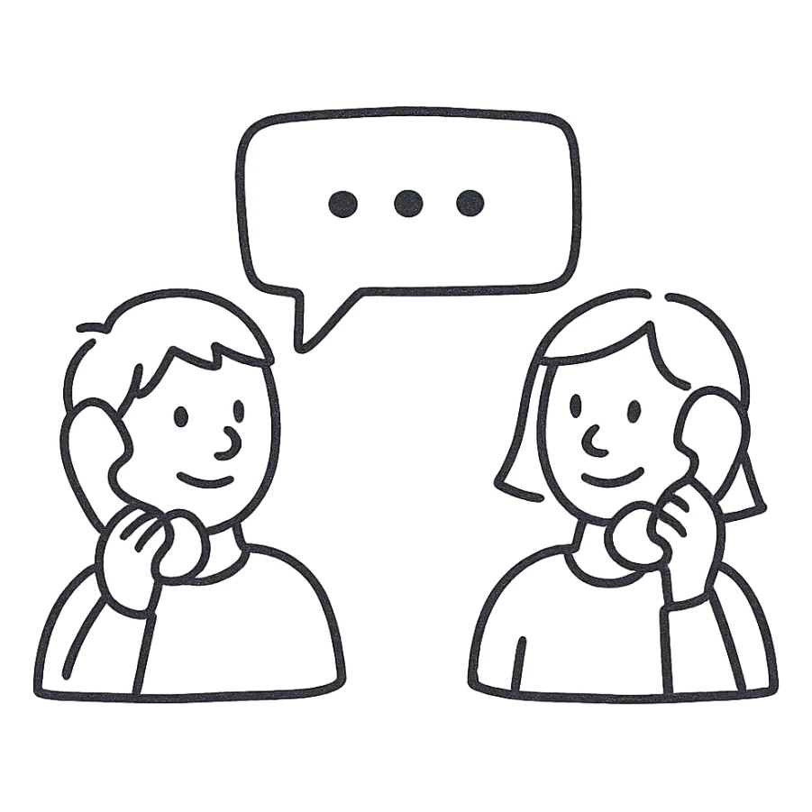 Two people communicating by phone as message not as phone call sticker