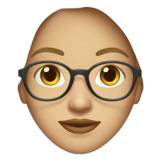  mujer blanca pelo largo ondulado marrón con lentes sticker