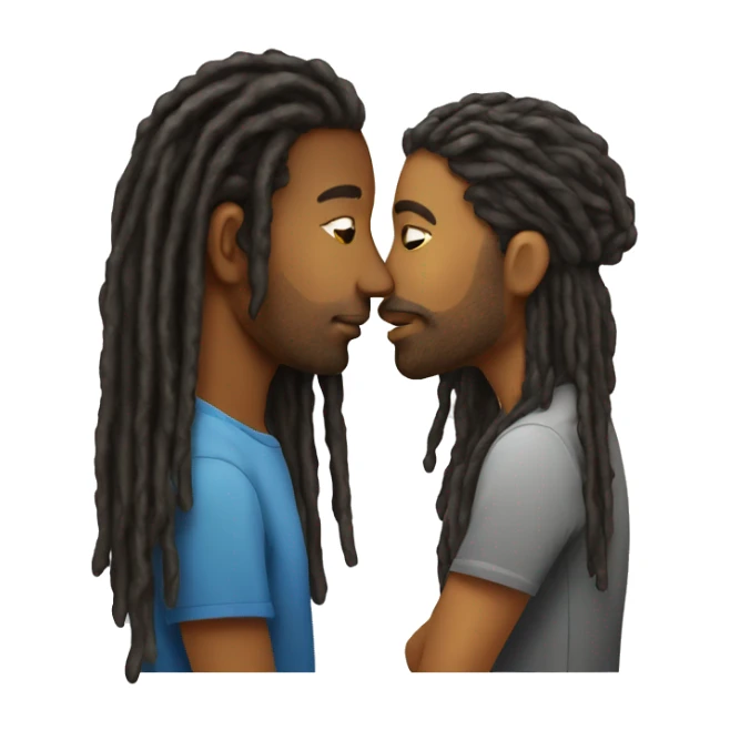 Woman emoji kissing man with dreads sticker