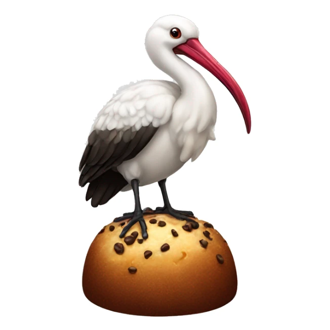 An Australian ibis standing on top of a Christmas pudding sticker