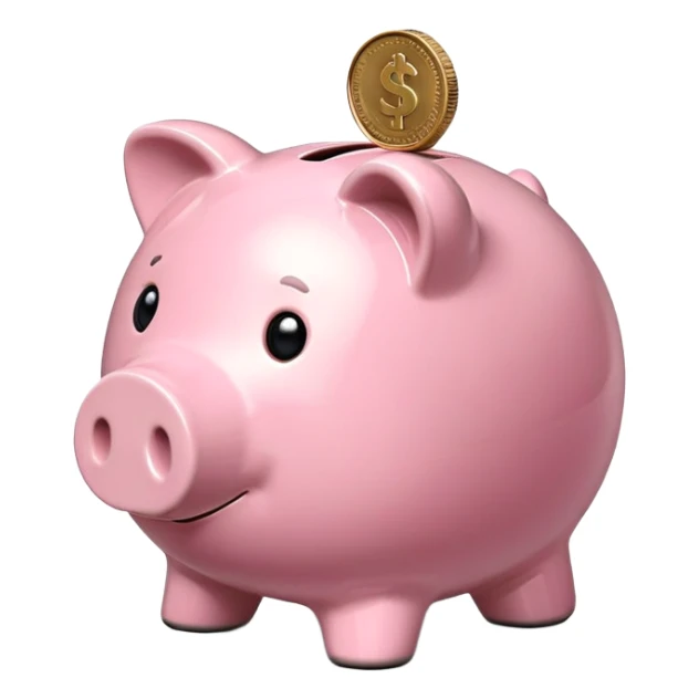 pink piggy bank with coin slot sticker