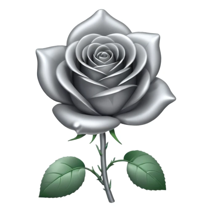 gray metal chrome rose, without green leaves, just flower sticker