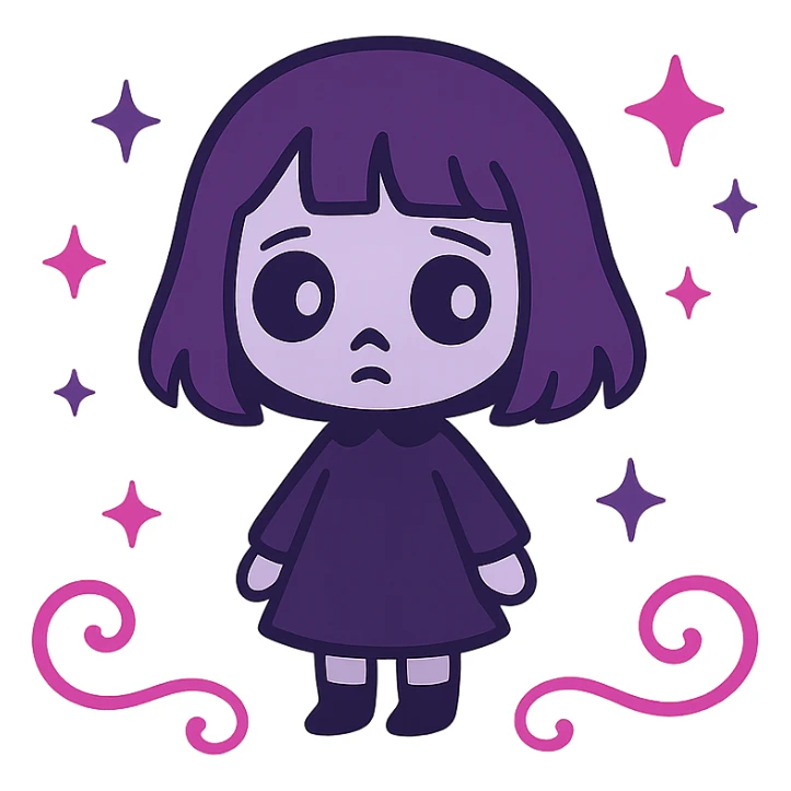 Remove the background and any text from this goth banner, keep it cute, expressive, minimal, in the style of imagen-4-fast-KaUtLiSA10F, with a transparent background. sticker