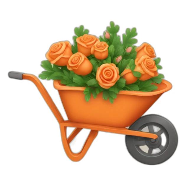 wheelbarrow with Carrots and roses sticker