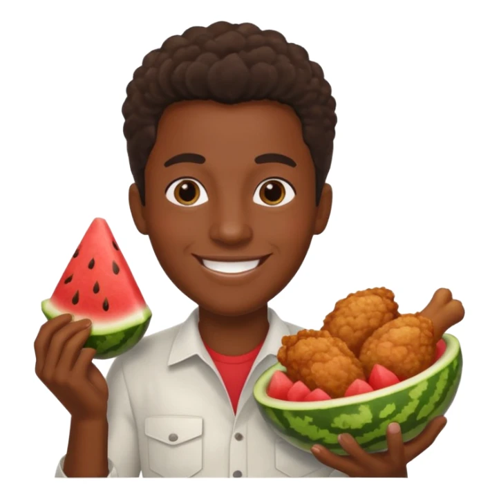black person holding fried chicken and watermelon sticker