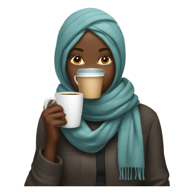 Black Girl with scarf drinking coffee sticker