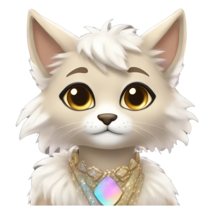 Furry, sparkle, iridescent, colorful, pastel, edgy, cool, fantasy beautiful, brown, beige, white, divine, godly, angelic, animal, anthro, full body, fursona, feline sticker