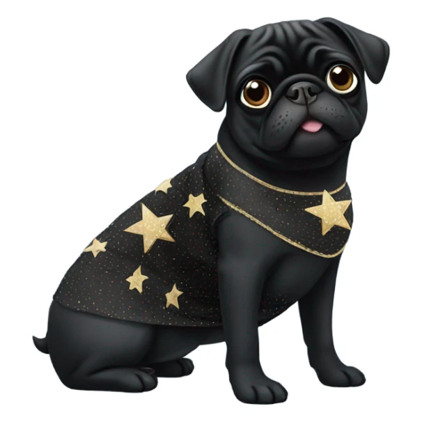 Black pug a Jewish star dress sticker