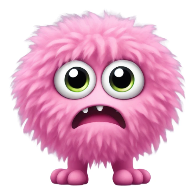 cute pink fluffy monster with big eyes sticker