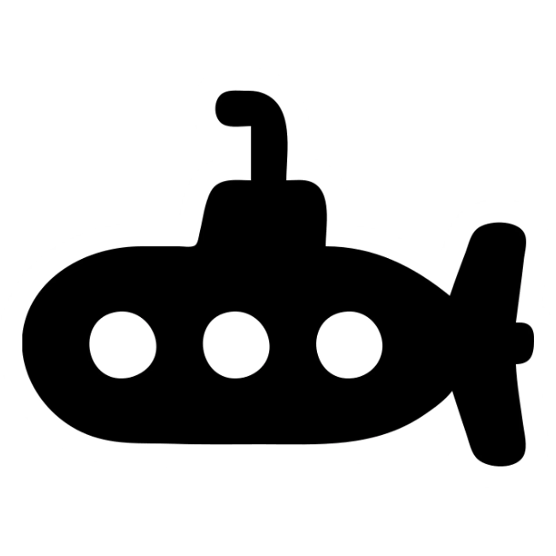 submarine, solid filled icon style, bold silhouette, minimal details sticker