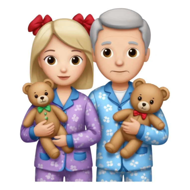 ma and pa kettle wearing pajamas and holding teddy bears sticker