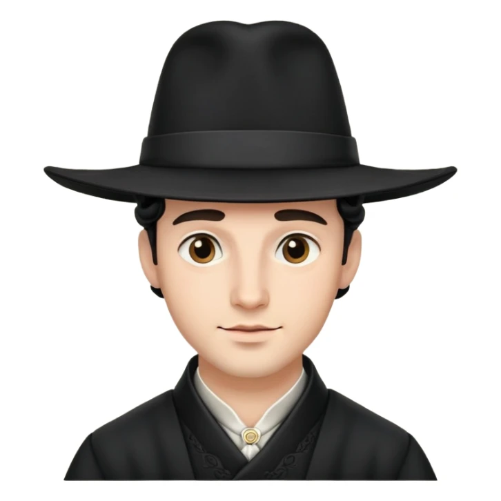 Man emoji with black hat and side curls, resembling a traditional Hasidic Jewish man. sticker