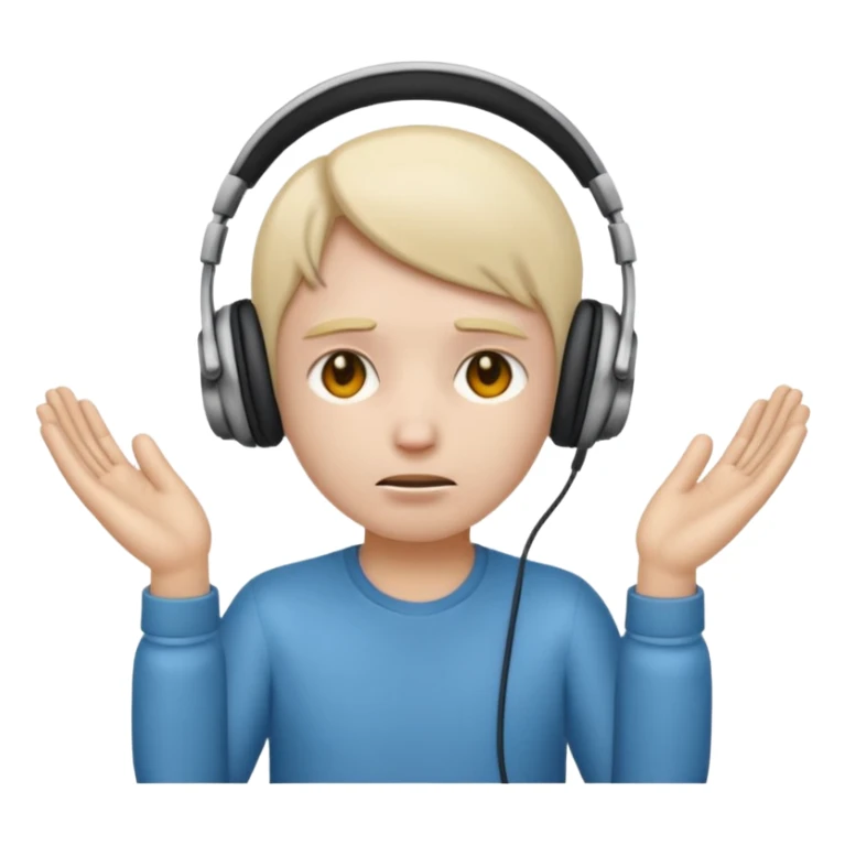 emoji with head phone holding both hands listening looks like sad  sticker
