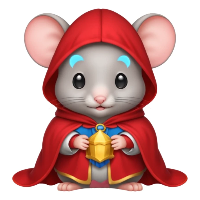 baby grey mouse, in magic red cloak sticker