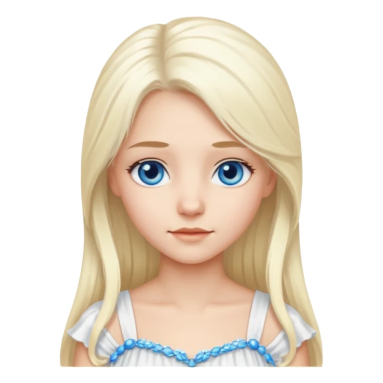 platinum blonde girl with long hair and forelocks, blue eyes. sticker