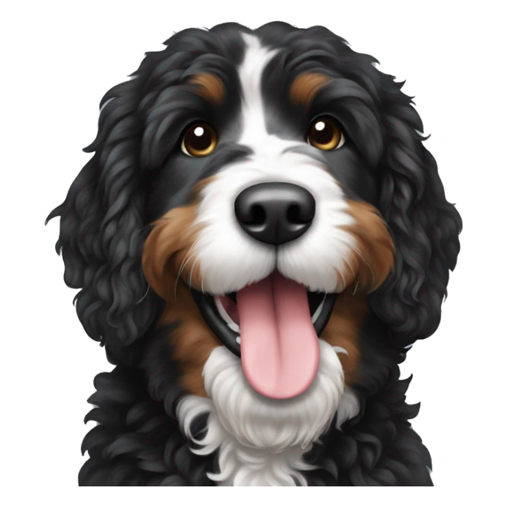 bernedoodle black and white with the tongue out sticker