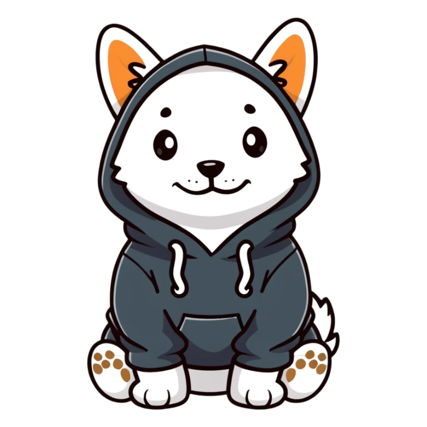 Dog whereing a hoodie sticker